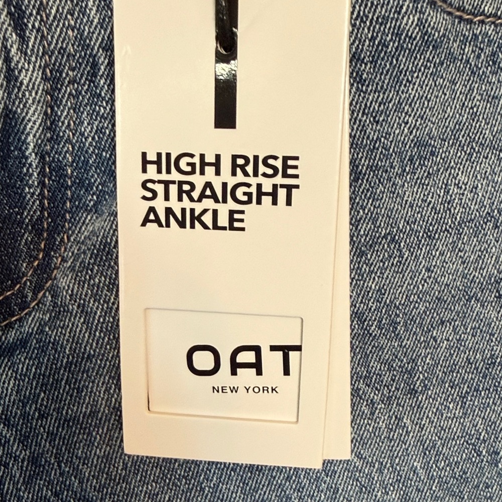 Oat New York Women's High Rise Jeans in Light and Dark‎ Blue Straight Ankle - Picture 3 of 5